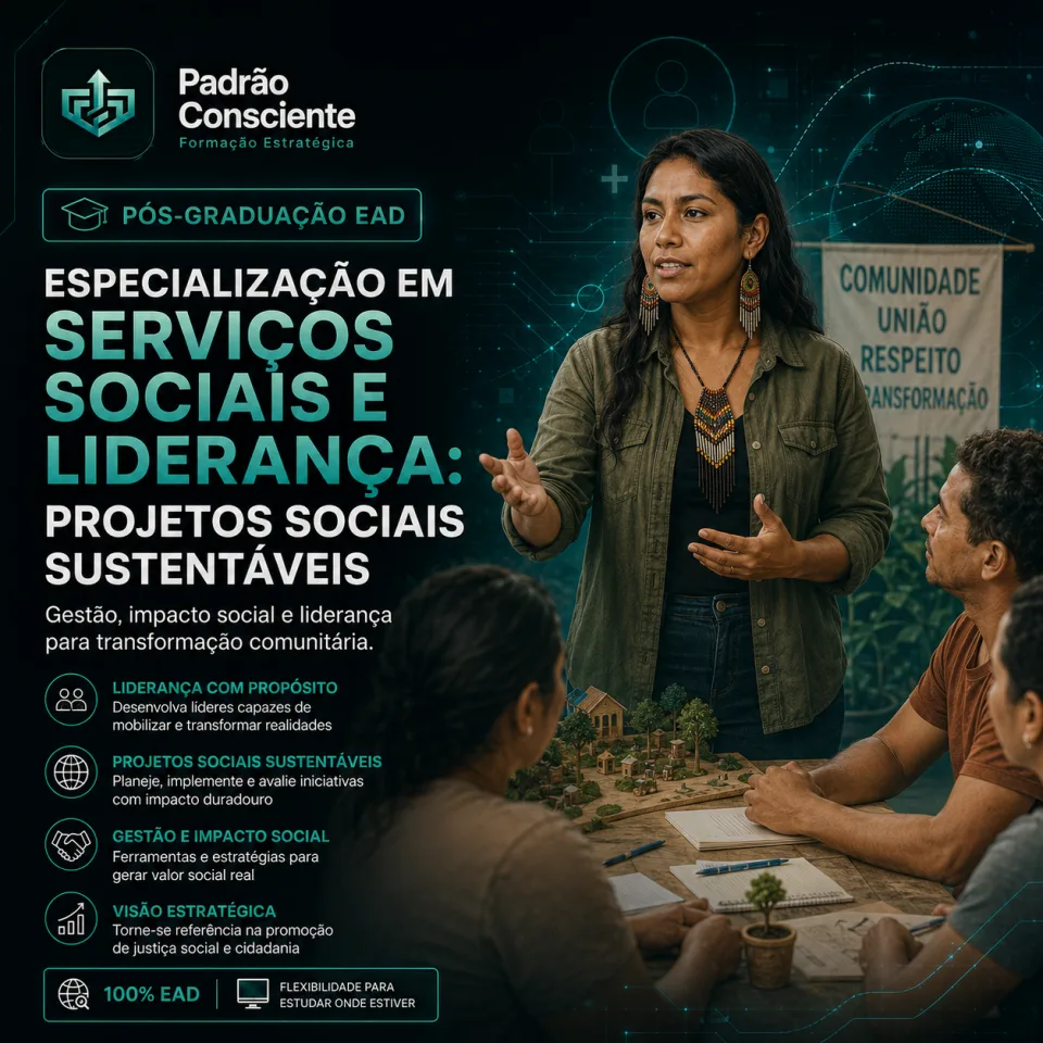 Especialização em Serviços Sociais e Liderança: Projetos Sociais Sustentáveis 100% EAD